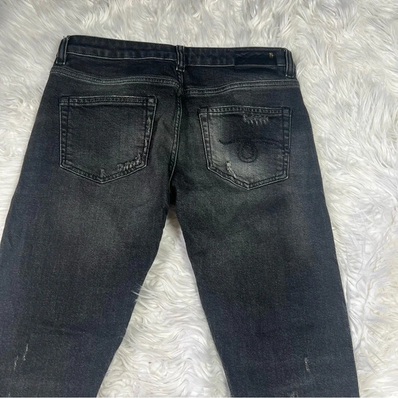 R13 Boy Skinny Washed Black Jeans Denim Distressed Ripped 25 Mid Rise Women - Picture 16 of 16